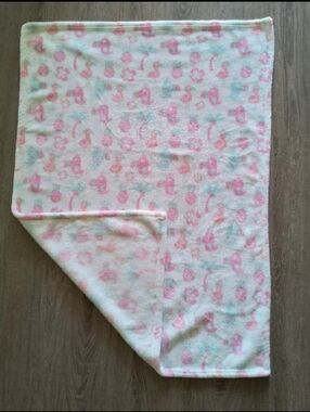Trend Lab Tropical White Pink Soft Fleece Baby Blanket with Birds And Flowers